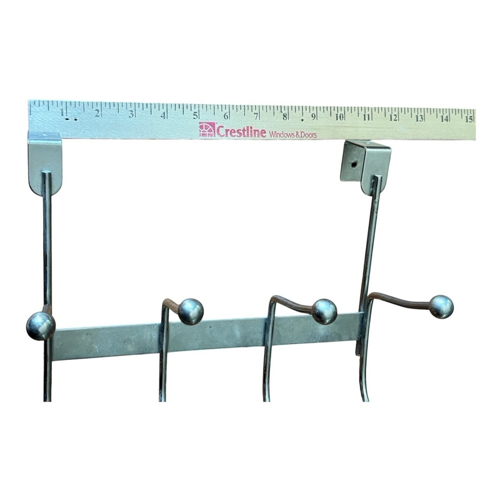 Vintage Metal Over Door Double Hooks Tie Belt Scarf Rack 8 Hook Organizer - Picture 3 of 4